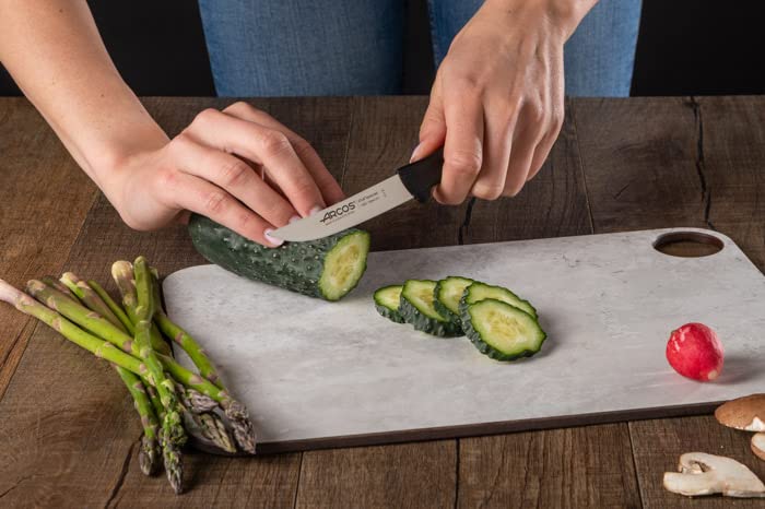 Arcos Vegatable Knife 4 Inch Stainless Steel. Professional Vegetable Knife for Peeling Fruits and Vegetables. Ergonomic Polyoxymethylene Handle and 100 mm Blade. Series Menorca. Color Black. - Image 6