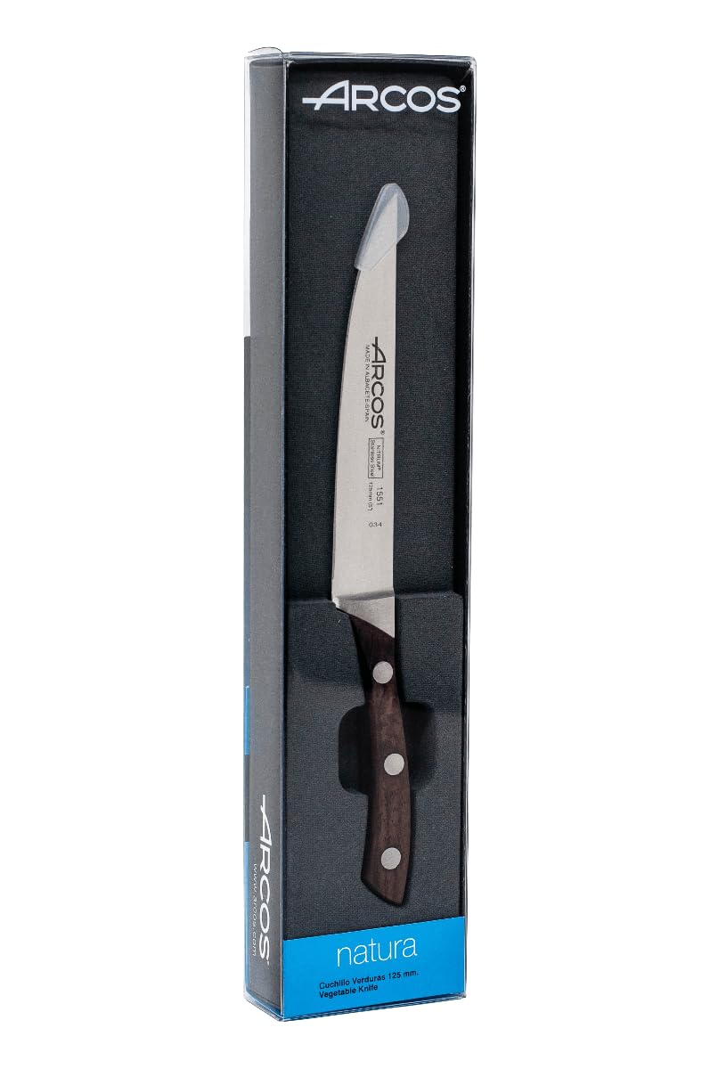 Arcos Vegatable Knife 5 Inch Stainless Steel. Professional Vegetable Knife for Peeling Fruits and Vegetables. Ergonomic Polyoxymethylene Handle and 125 mm Blade. Series Natura. Color Brown. - Image 6